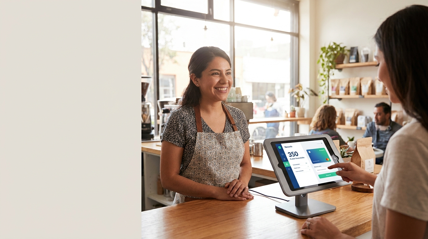 Plataforma de fidelización de clientes en el mostrador de un negocio